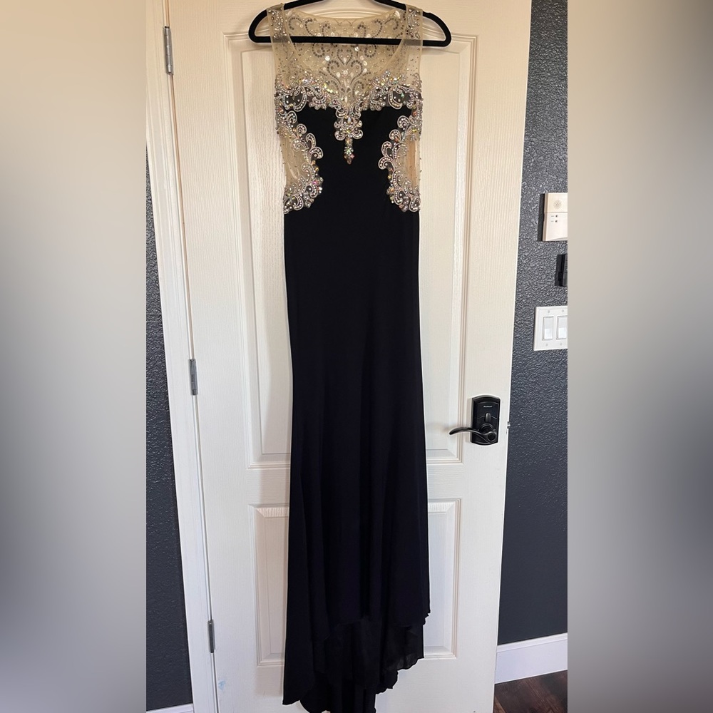 Elegant Black and Nude Evening Gown